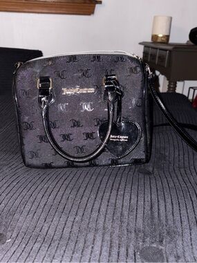 Juicy Couture Black Logo Satchel with Heart Tag